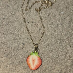 Strawberry Pendant Gold Necklace
